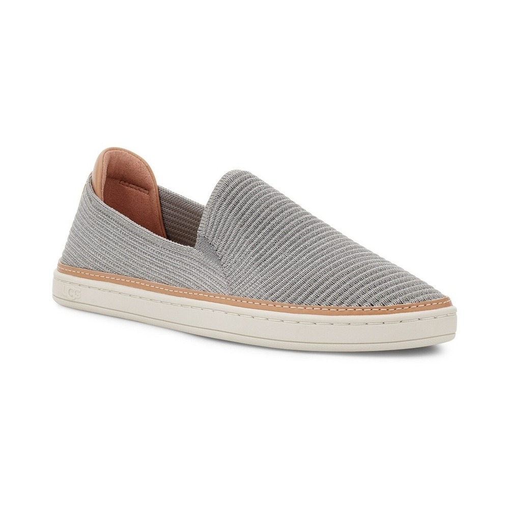 UGG Sammy Metallic Silver Knit Slip On Sneakers Womens Shoes 1099568 Size 12